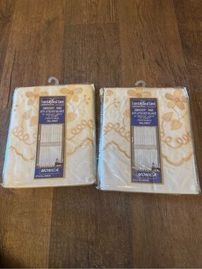 Monica Embroidered Valance Panel Pair in Ivory and Gold